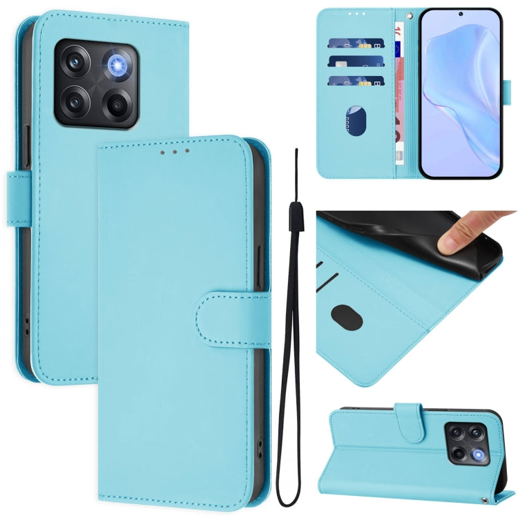 Skin Feel Solid Color Leather Phone Case with Lanyard, For OnePlus Ace Pro 5G