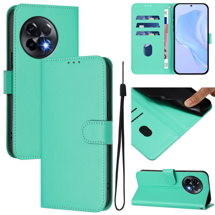 Skin Feel Solid Color Leather Phone Case with Lanyard, For OnePlus 11R 5G Global