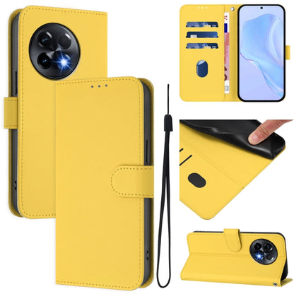 Skin Feel Solid Color Leather Phone Case with Lanyard, For OnePlus 11R 5G Global