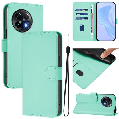 Skin Feel Solid Color Leather Phone Case with Lanyard, For OnePlus 11R 5G Global