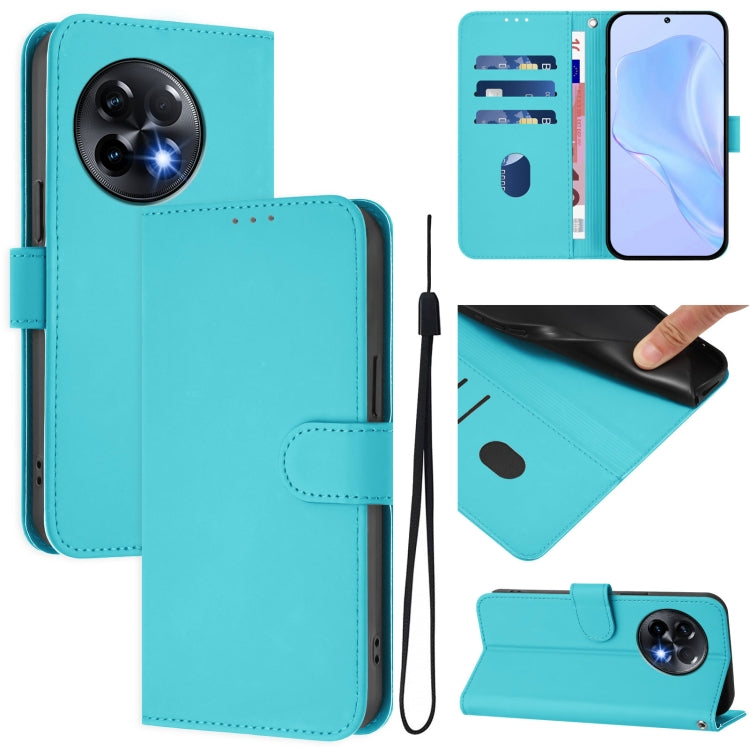Skin Feel Solid Color Leather Phone Case with Lanyard, For OnePlus 11R 5G Global