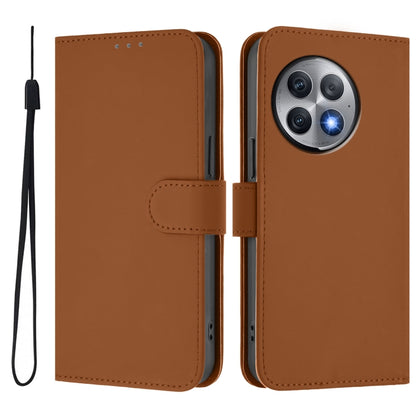 Skin Feel Solid Color Leather Phone Case with Lanyard, For OnePlus Ace 2 Pro 5G