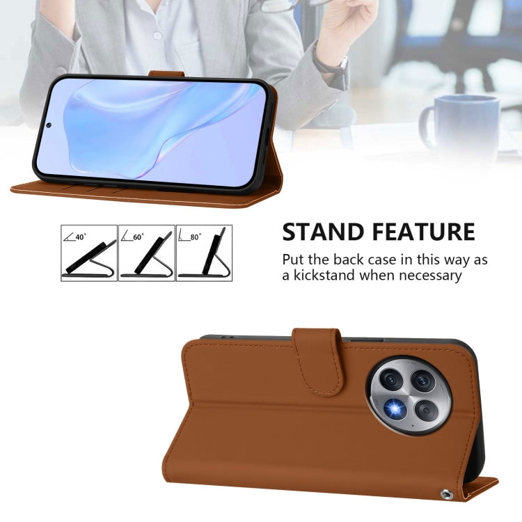 Skin Feel Solid Color Leather Phone Case with Lanyard, For OnePlus Ace 2 Pro 5G
