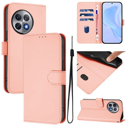 Skin Feel Solid Color Leather Phone Case with Lanyard, For OnePlus Ace 2 Pro 5G