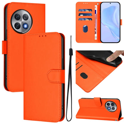 Skin Feel Solid Color Leather Phone Case with Lanyard, For OnePlus Ace 2 Pro 5G