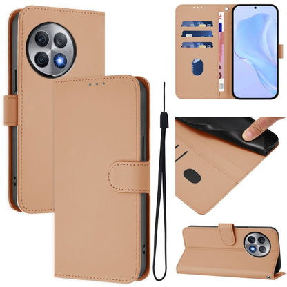 Skin Feel Solid Color Leather Phone Case with Lanyard, For OnePlus Ace 2 Pro 5G