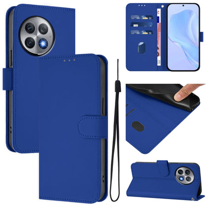 Skin Feel Solid Color Leather Phone Case with Lanyard, For OnePlus Ace 2 Pro 5G