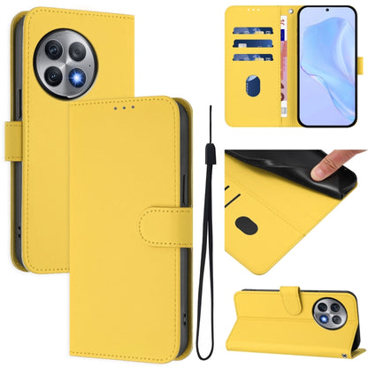 Skin Feel Solid Color Leather Phone Case with Lanyard, For OnePlus Ace 2 Pro 5G
