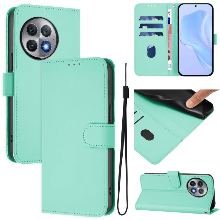 Skin Feel Solid Color Leather Phone Case with Lanyard, For OnePlus Ace 2 Pro 5G