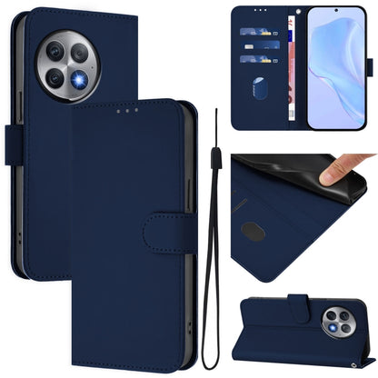 Skin Feel Solid Color Leather Phone Case with Lanyard, For OnePlus Ace 2 Pro 5G