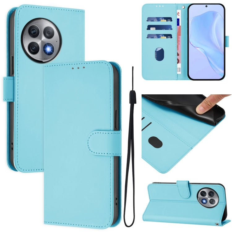 Skin Feel Solid Color Leather Phone Case with Lanyard, For OnePlus Ace 2 Pro 5G