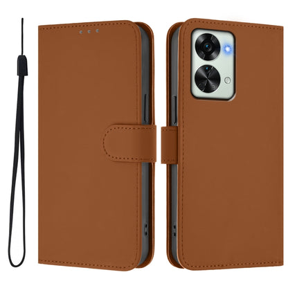 Skin Feel Solid Color Leather Phone Case with Lanyard, For OnePlus Nord 2T