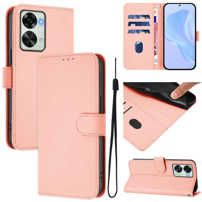 Skin Feel Solid Color Leather Phone Case with Lanyard, For OnePlus Nord 2T