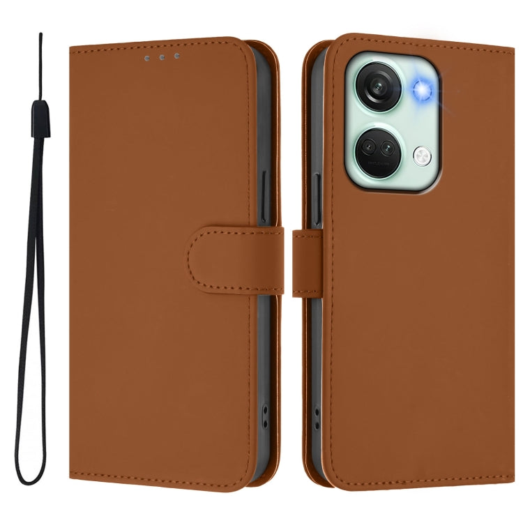 Skin Feel Solid Color Leather Phone Case with Lanyard, For OnePlus Nord 3 / Ace 2V