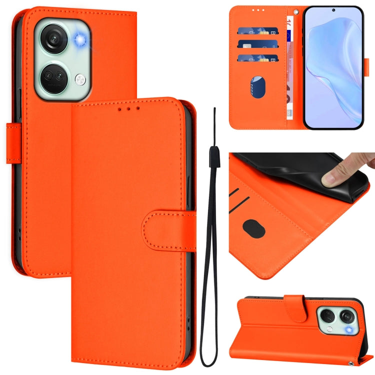 Skin Feel Solid Color Leather Phone Case with Lanyard, For OnePlus Nord 3 / Ace 2V