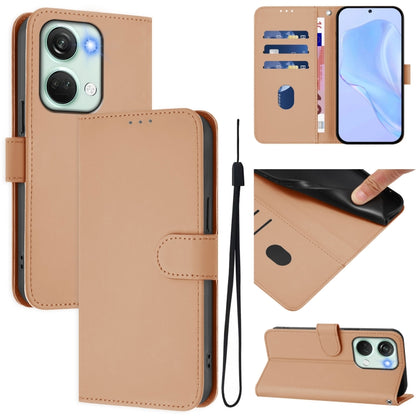 Skin Feel Solid Color Leather Phone Case with Lanyard, For OnePlus Nord 3 / Ace 2V