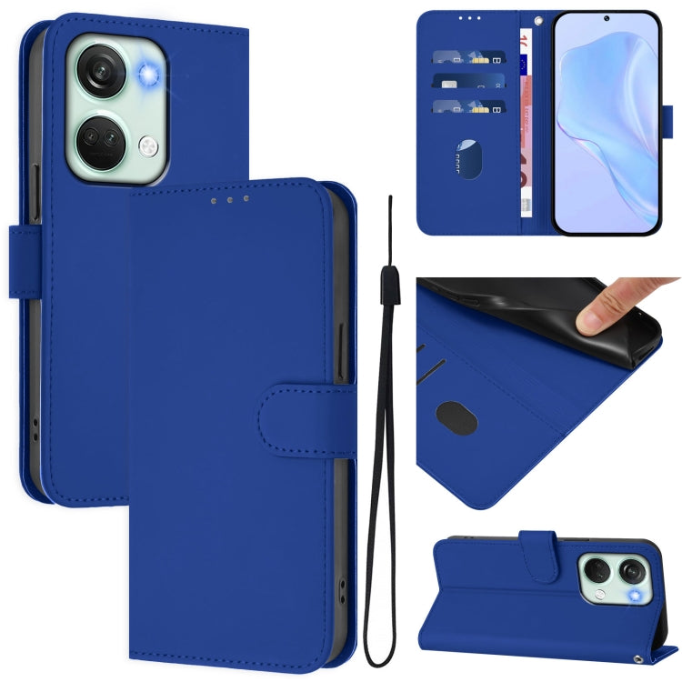 Skin Feel Solid Color Leather Phone Case with Lanyard, For OnePlus Nord 3 / Ace 2V