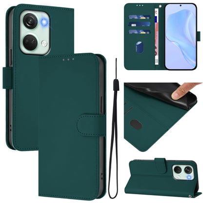 Skin Feel Solid Color Leather Phone Case with Lanyard, For OnePlus Nord 3 / Ace 2V