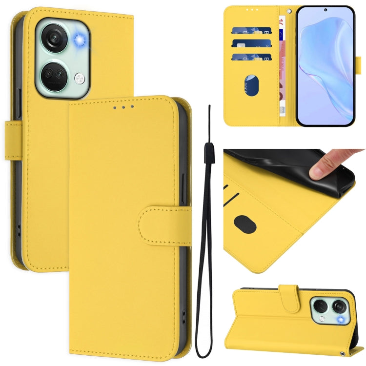 Skin Feel Solid Color Leather Phone Case with Lanyard, For OnePlus Nord 3 / Ace 2V
