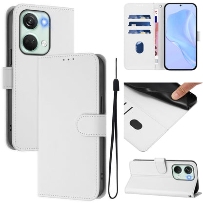 Skin Feel Solid Color Leather Phone Case with Lanyard, For OnePlus Nord 3 / Ace 2V