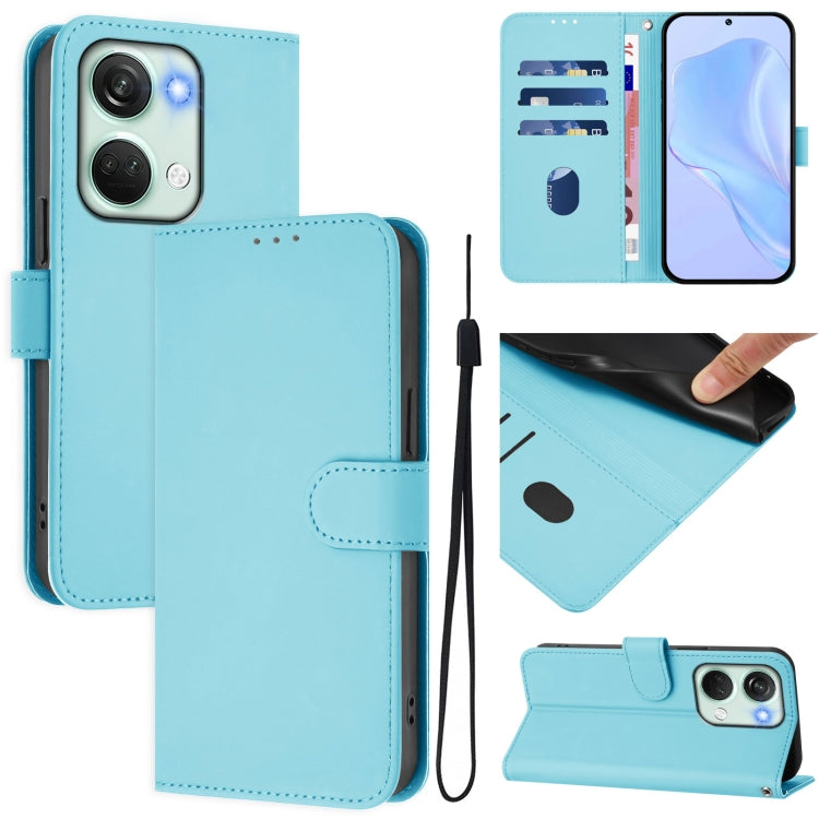 Skin Feel Solid Color Leather Phone Case with Lanyard, For OnePlus Nord 3 / Ace 2V