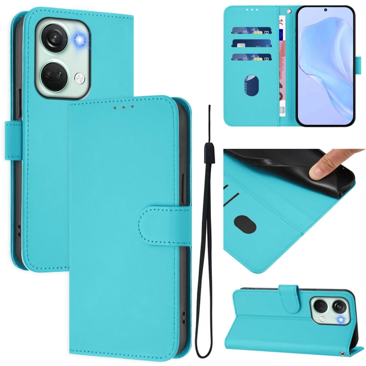 Skin Feel Solid Color Leather Phone Case with Lanyard, For OnePlus Nord 3 / Ace 2V