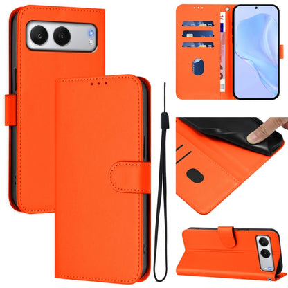 Skin Feel Solid Color Leather Phone Case with Lanyard, For OnePlus Nord 4 5G