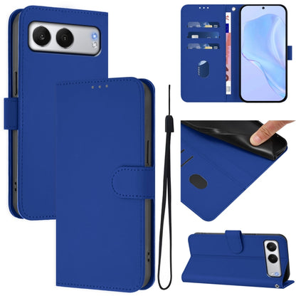 Skin Feel Solid Color Leather Phone Case with Lanyard, For OnePlus Nord 4 5G