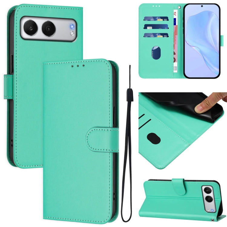 Skin Feel Solid Color Leather Phone Case with Lanyard, For OnePlus Nord 4 5G