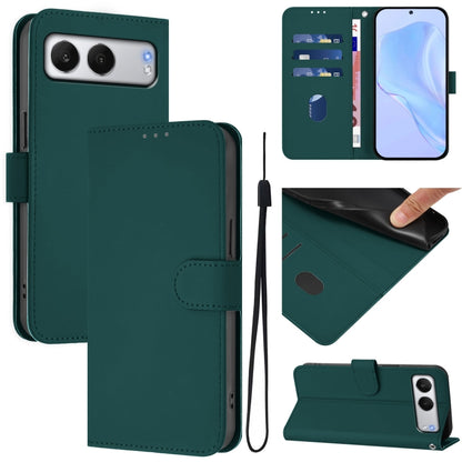 Skin Feel Solid Color Leather Phone Case with Lanyard, For OnePlus Nord 4 5G