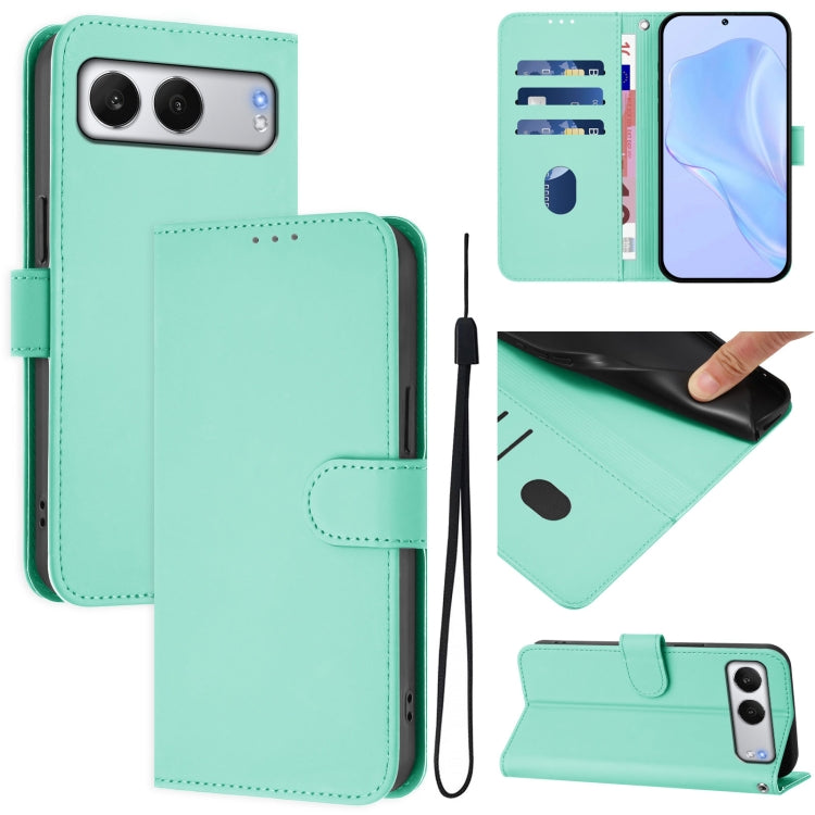 Skin Feel Solid Color Leather Phone Case with Lanyard, For OnePlus Nord 4 5G