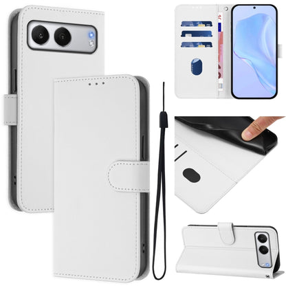 Skin Feel Solid Color Leather Phone Case with Lanyard, For OnePlus Nord 4 5G