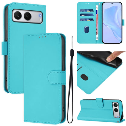 Skin Feel Solid Color Leather Phone Case with Lanyard, For OnePlus Nord 4 5G