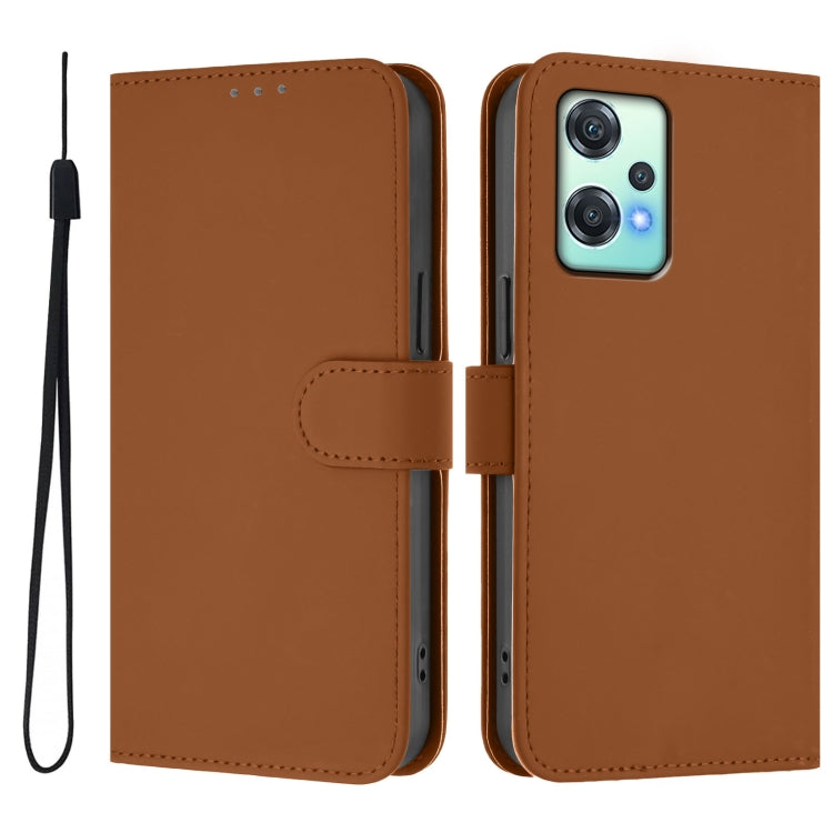Skin Feel Solid Color Leather Phone Case with Lanyard, For OnePlus Nord CE 2 Lite 5G
