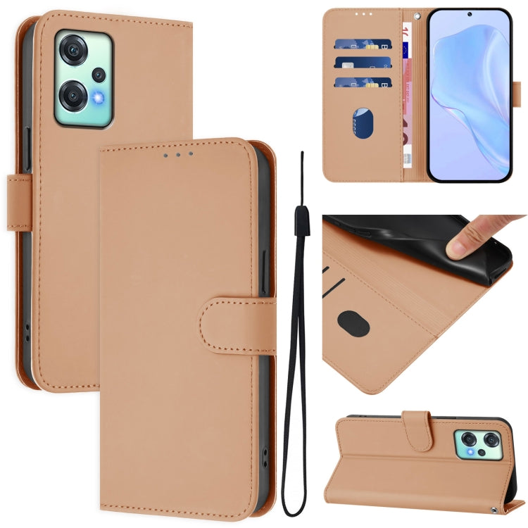 Skin Feel Solid Color Leather Phone Case with Lanyard, For OnePlus Nord CE 2 Lite 5G