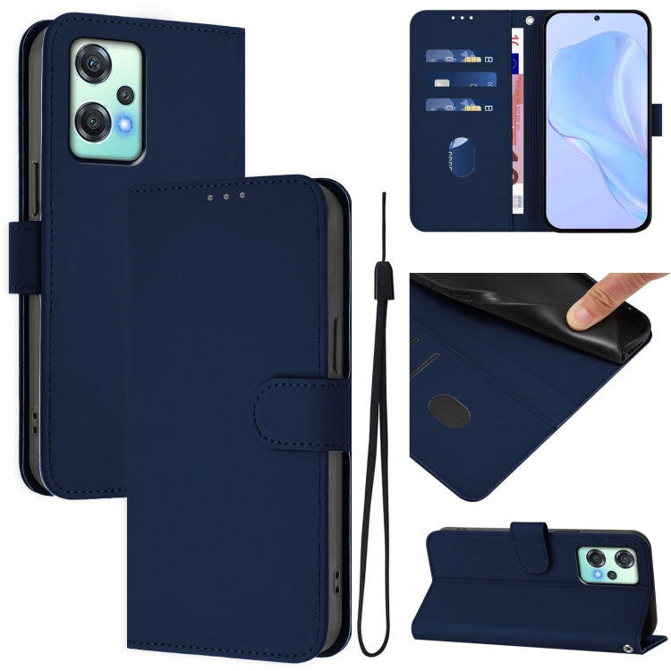 Skin Feel Solid Color Leather Phone Case with Lanyard, For OnePlus Nord CE 2 Lite 5G