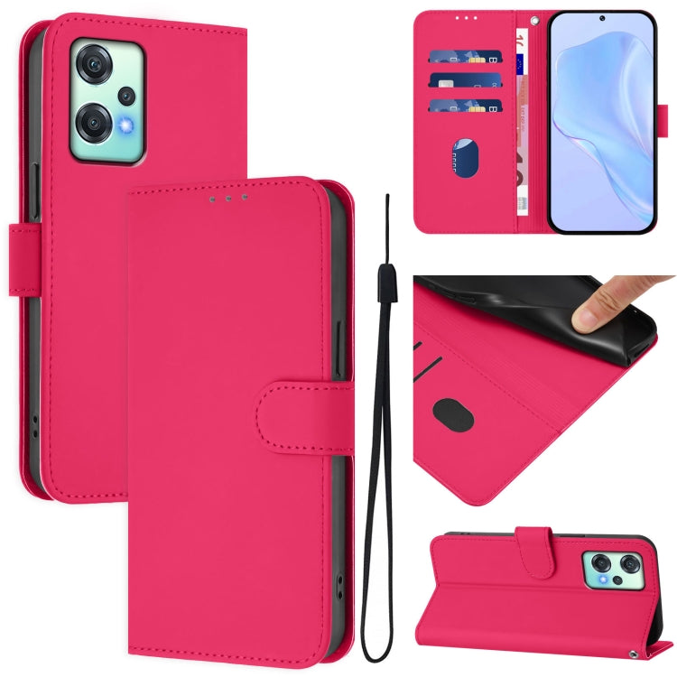 Skin Feel Solid Color Leather Phone Case with Lanyard, For OnePlus Nord CE 2 Lite 5G