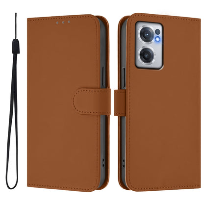 Skin Feel Solid Color Leather Phone Case with Lanyard, For OnePlus Nord CE 2 5G