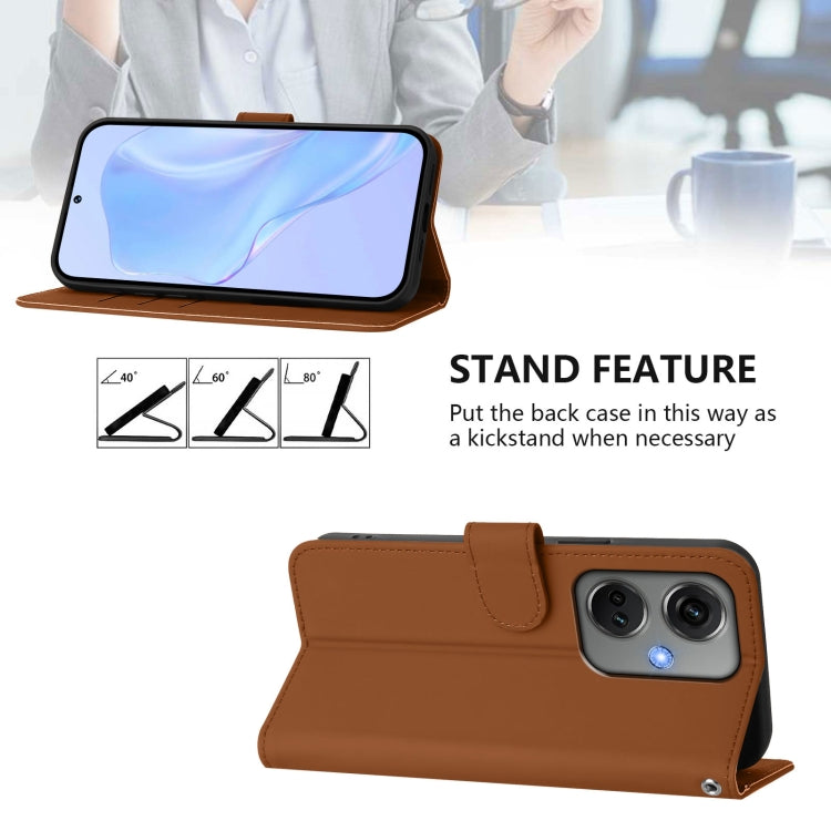 Skin Feel Solid Color Leather Phone Case with Lanyard, For OnePlus Nord CE3 5G India