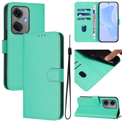 Skin Feel Solid Color Leather Phone Case with Lanyard, For OnePlus Nord CE3 5G India
