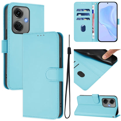 Skin Feel Solid Color Leather Phone Case with Lanyard, For OnePlus Nord CE3 5G India