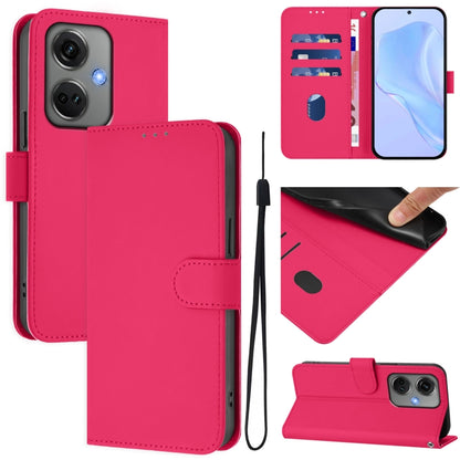 Skin Feel Solid Color Leather Phone Case with Lanyard, For OnePlus Nord CE3 5G India