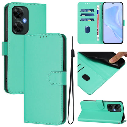 Skin Feel Solid Color Leather Phone Case with Lanyard, For OnePlus Nord CE 3 Lite 5G