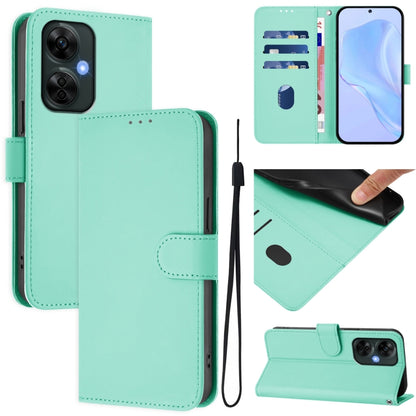 Skin Feel Solid Color Leather Phone Case with Lanyard, For OnePlus Nord CE 3 Lite 5G