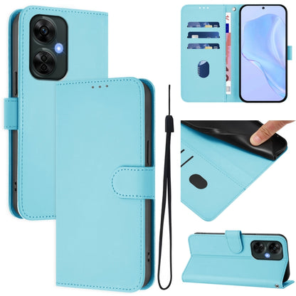 Skin Feel Solid Color Leather Phone Case with Lanyard, For OnePlus Nord CE 3 Lite 5G