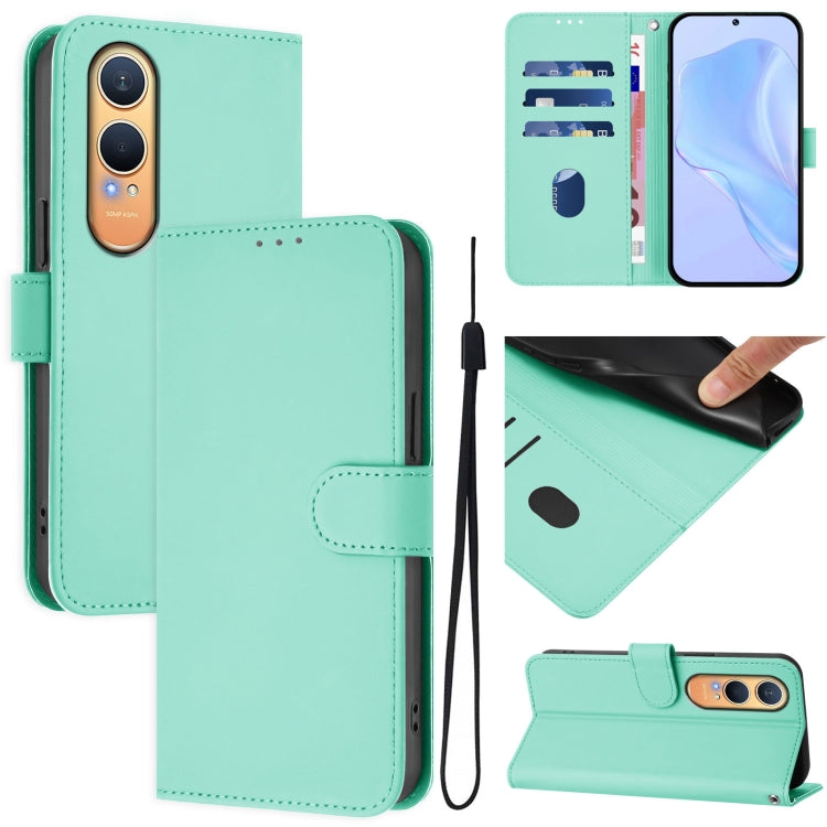 Skin Feel Solid Color Leather Phone Case with Lanyard, For OnePlus Nord CE4 Lite 5G Global