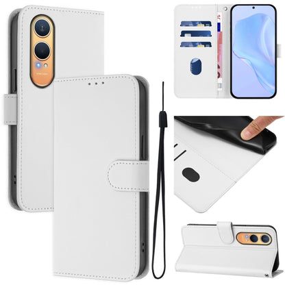 Skin Feel Solid Color Leather Phone Case with Lanyard, For OnePlus Nord CE4 Lite 5G Global