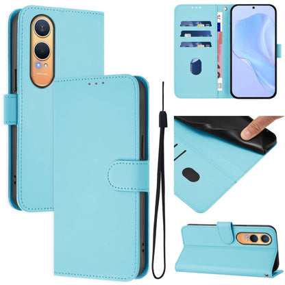 Skin Feel Solid Color Leather Phone Case with Lanyard, For OnePlus Nord CE4 Lite 5G Global