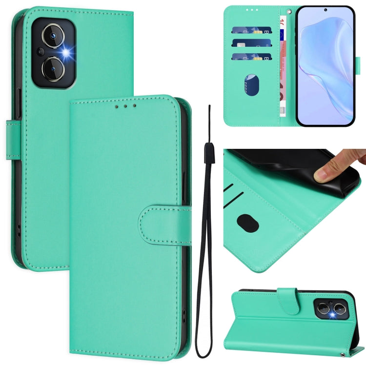 Skin Feel Solid Color Leather Phone Case with Lanyard, For OnePlus Nord N20 5G