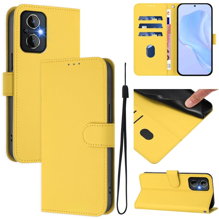 Skin Feel Solid Color Leather Phone Case with Lanyard, For OnePlus Nord N20 5G